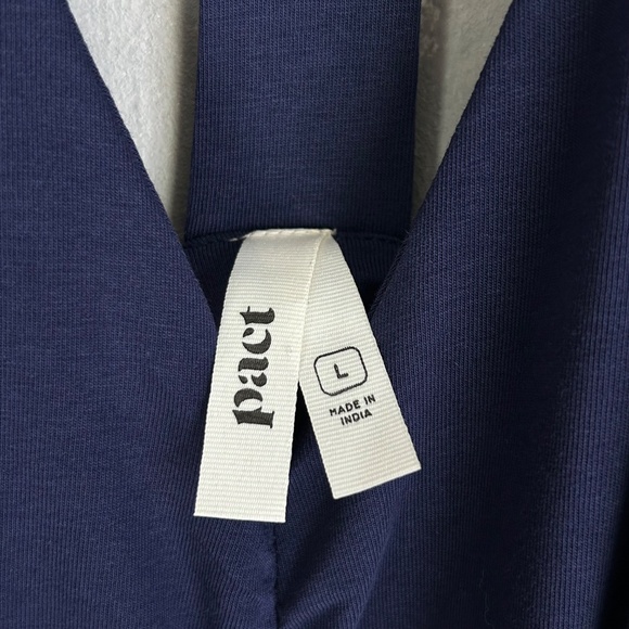 Pact size L midi dress halter sleeveless v-neck fit & flare navy organic cotton - Picture 9 of 11